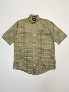Vintage Burberrys Plaid Short Sleeve Buttonup Shirt Mens Small Light Brown USA
